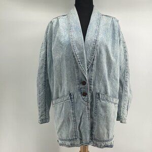 𝅺aero pulse vintage jean jacket blazer acid wash 80’s throwback sz xs